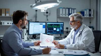 Médico e paciente em consulta de urologia analisando resultado de PSA em Lisboa