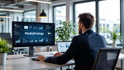 Berater erklärt Medienstrategie im modernen Büro