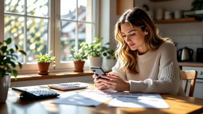 Contribuable vérifiant sur son smartphone un virement de remboursement d'impôt de la DGFiP