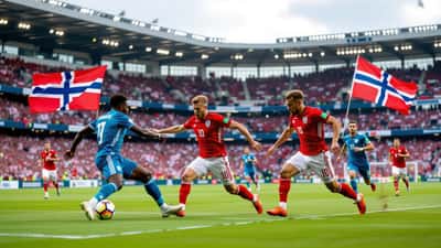 Fußballspiel Norwegen gegen Frankreich 2026 mit Stadiumatmosphäre