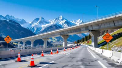 Pont suisse en rénovation avec déviation de circulation en 2026