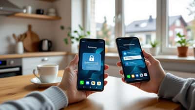 Käsissä pidettävä Samsung Galaxy -puhelin näyttää ohjelmistopäivityksen asennusnäytön