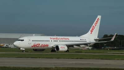 Jet2 Boeing 737 aircraft on the tarmac at Manchester Airport