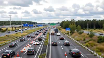 Luchtfoto van wegwerkzaamheden op de A16 tussen Rotterdam en Breda in 2026
