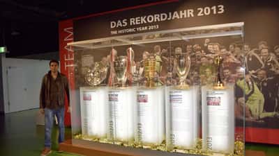Allianz Arena stadium, home of FC Bayern Munich, under floodlights