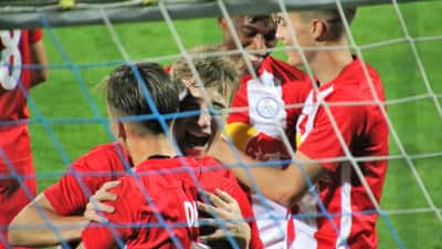 Amar Dedic em ação pelo FC Liefering em outubro de 2020, antes das transferências para Benfica e Newcastle