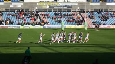 England and Ireland rugby league players in action at a World Cup match