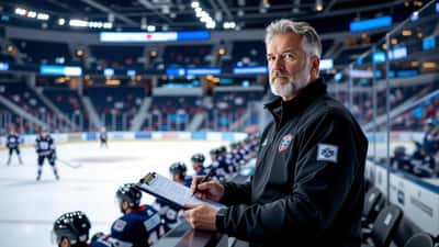 Niklas Eriksson ishockeytränare vid bänken i SHL-arena