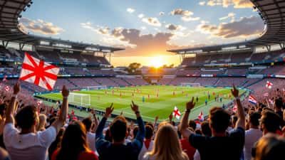 Japanske og svenske fotballfans feirer under VM 2026 på et stadion i Arlington