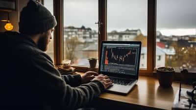 Einstaklingur í Reykjavík skoðar krypto veski á snjallsíma