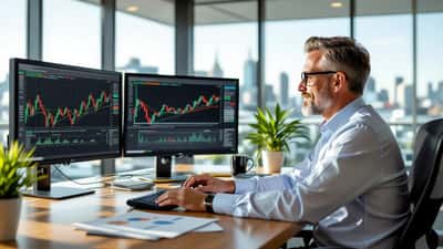 Financial adviser reviewing interest rate charts and mortgage documents in a Sydney office