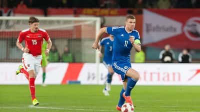 Österreich gegen Bosnien-Herzegowina Fußballspiel 2015, Spieler in Aktion