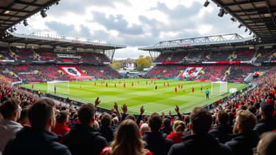 Fodboldstadion i aftensol før kampen mellem Cardiff og FC Midtjylland