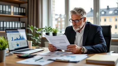 Finansiell rådgivare hjälper klient med pensionsplanering utomlands i Stockholm