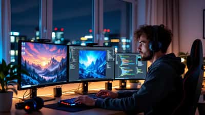 Joueur montréalais devant son PC gaming vérifiant les paramètres de confidentialité Epic Games Launcher 2.0