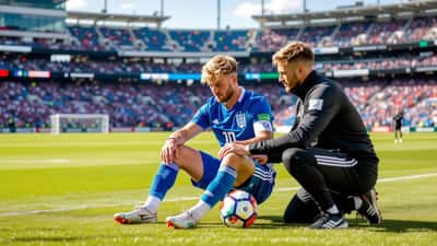 Fodboldspiller holder knæet på sidelinje efter skade ved VM 2026