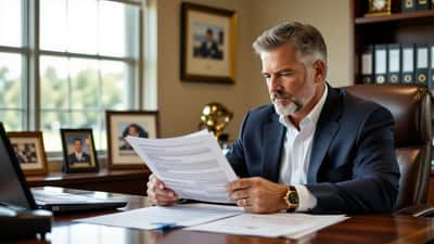 Kentucky head football coach reviewing contract documents at a university office in Lexington, 2026