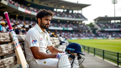 Giocatore di cricket in abbigliamento bianco seduto pensieroso sulla panchina dopo la sconfitta, Asia Cup 2026