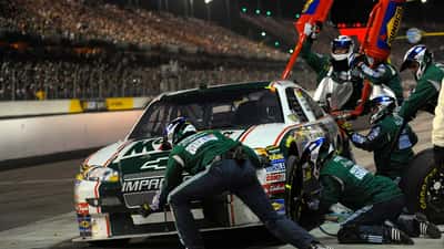NASCAR race car on track at Darlington Raceway during the 2026 Fleetio 200