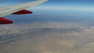 Aerial view of the San Andreas fault line cutting through Carrizo Plain National Monument, California