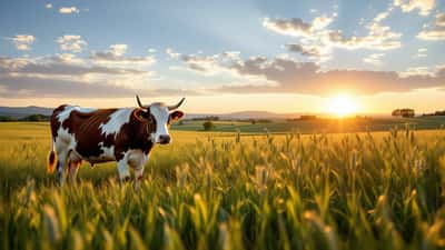 Toro in un pascolo italiano al tramonto: comportamento e benessere animale