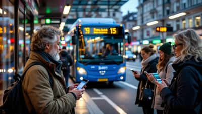 Passager checker ind med Rejsekort på bus i København Danmark 2026