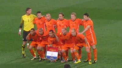 Netherlands national football team lined up at FIFA World Cup final