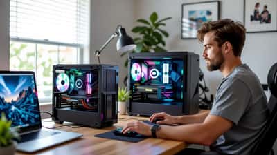 Consumer examining graphics card specifications to run Meta Muse Glimmer AI model locally