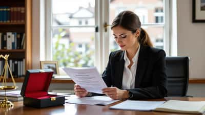 Family law solicitor reviewing marriage documents and Minimum Age Act paperwork at a London legal office desk