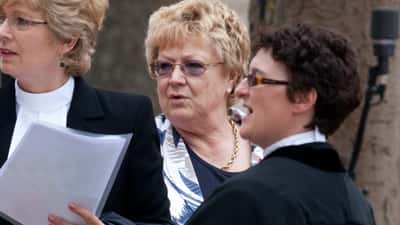 Sarah Ferguson speaking at a public event in Jersey — former Duchess of York who is reportedly considering relocating to Australia in 2026