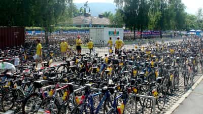 Fahrradbereich beim Ironman Austria-Kärnten Triathlon in Klagenfurt 2026