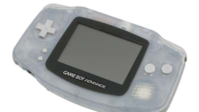 Nintendo Game Boy Advance console milky blue color representing vintage GBA Pokémon cartridge collectibles