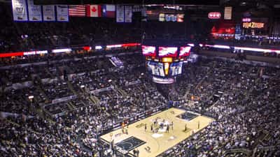 NBA playoff basketball game action, players competing on court