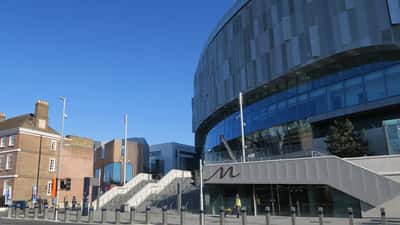 Tottenham Hotspur Stadium northwest corner view on Premier League match day 2026