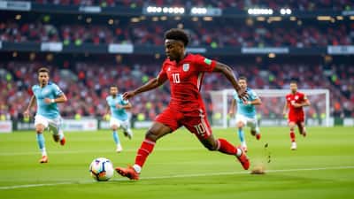 Chemsdine Talbi style winger dribbling on a Premier League pitch