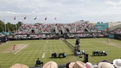 Dayana Yastremska playing tennis at the 2025 Nottingham Open