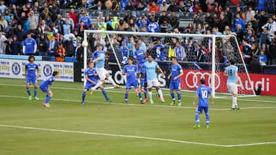 Chelsea FC players on the pitch during a pre-season football match