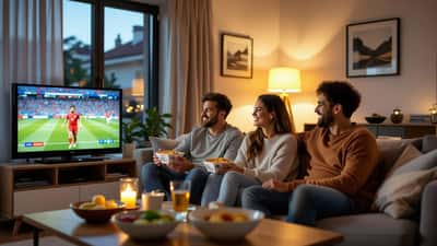 Família portuguesa a ver jogo da Copa Libertadores de madrugada em Lisboa