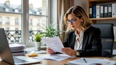 Avocate parisienne consultant un dossier médical et une prothèse herniaire défectueuse en guise de preuve