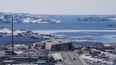Airport terminal under construction, new gates and concrete structure