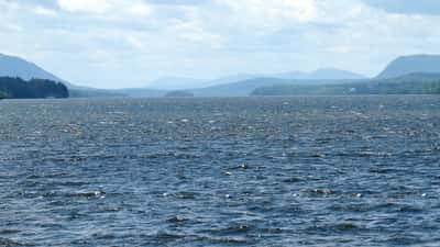 Panoramic view of Lake Memphremagog on the Quebec-Vermont border