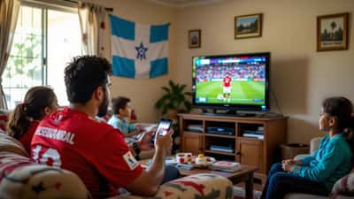 Aficionado guatemalteco en EE.UU. viendo el partido por streaming