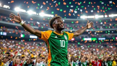 Futbolista de Costa de Marfil celebrando el gol decisivo contra Ecuador en el Mundial 2026 en Filadelfia