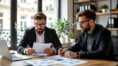 Conseiller en gestion de patrimoine expliquant les options de placement à un client après un gain au Loto FDJ