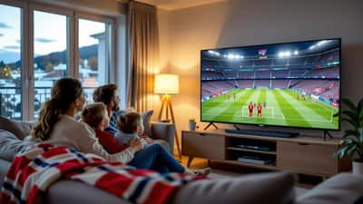 Norsk familie i Oslo-leilighet ser historisk VM-kamp mot Elfenbenskysten på stor smart-TV