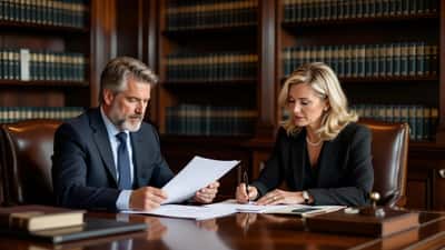 Notaris in kantoor in Tiel legt juridisch contract uit aan stel na PostcodeKanjer winst