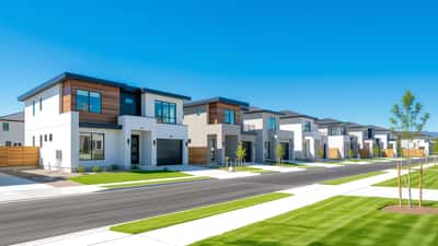 New suburban subdivision under construction in 2026 with modern homes and paved streets