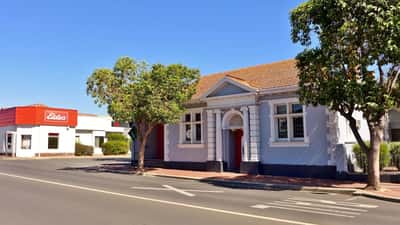 Westpac Bank branch in Katanning, Western Australia, with the bank's distinctive red logo on the facade