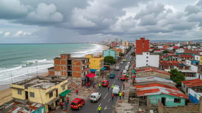 Luftaufnahme von beschädigten Gebäuden in Venezuela nach dem Erdbeben 2026