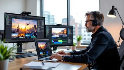 Documentary filmmaker in Toronto office reviewing CBC Gem streaming analytics as Documentary Channel prepares to close
